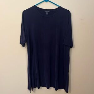 EILEEN FISHER short sleeve tunic tee in navy size L